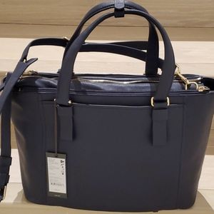 Tumi Dark Blue Tote with Gold Details